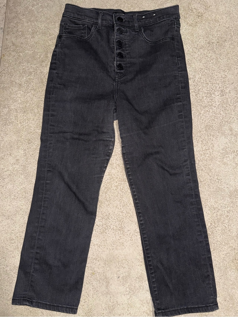 Express Straight-Leg High-Rise Button-Fly Black Jeans